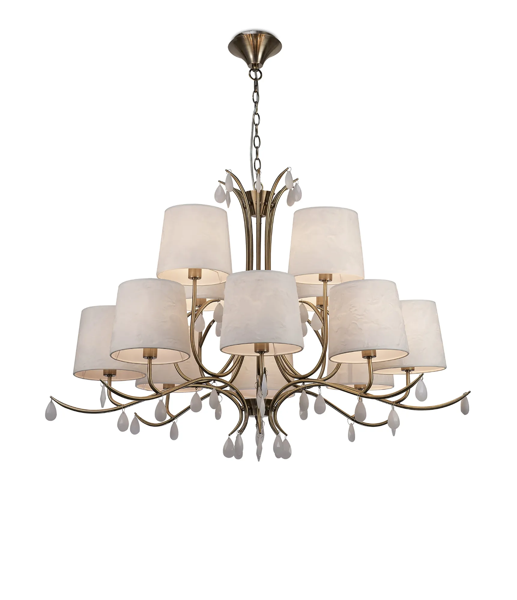 M6330  Andrea Pendant Round 8+4 Light Antique Brass